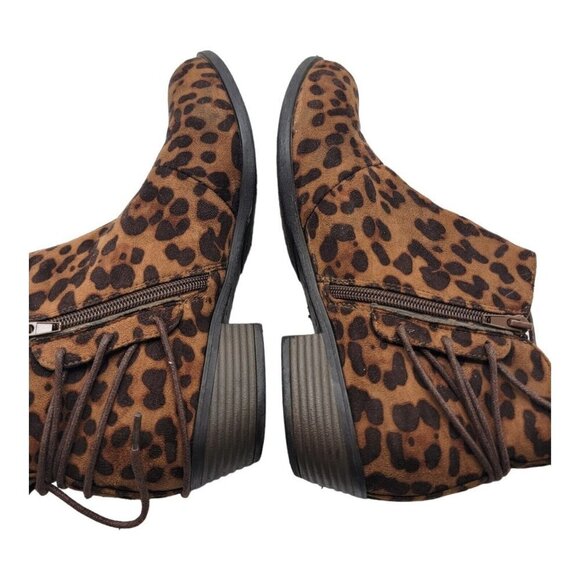 Pierre Dumas Leopard Zoey Ankle Boot  Bootie Tie Back Accent Sz 10 - Picture 5 of 8
